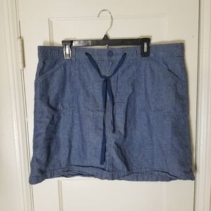 WHITE STAG blue cotton chambray attached shorts skirt skort size 18